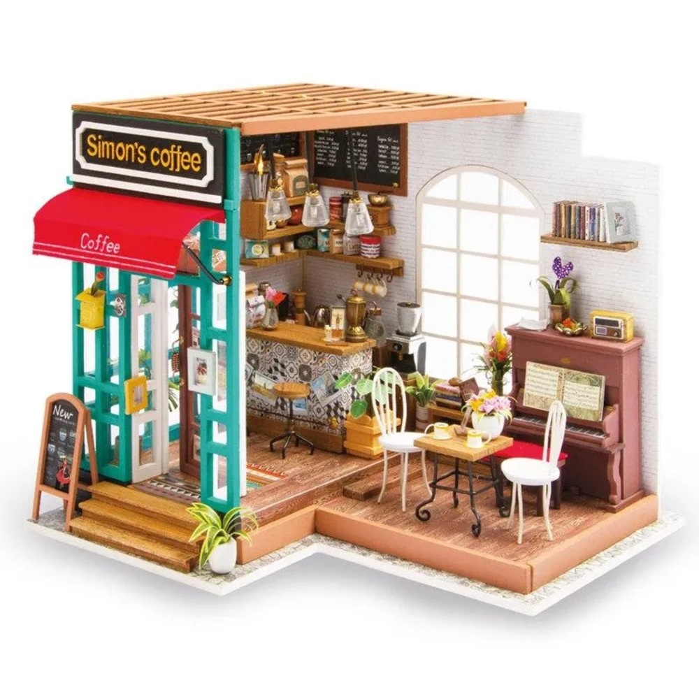 NIB Miniature Model Kit Simon’s Coffee Shop DIY Fat Brain Toys
